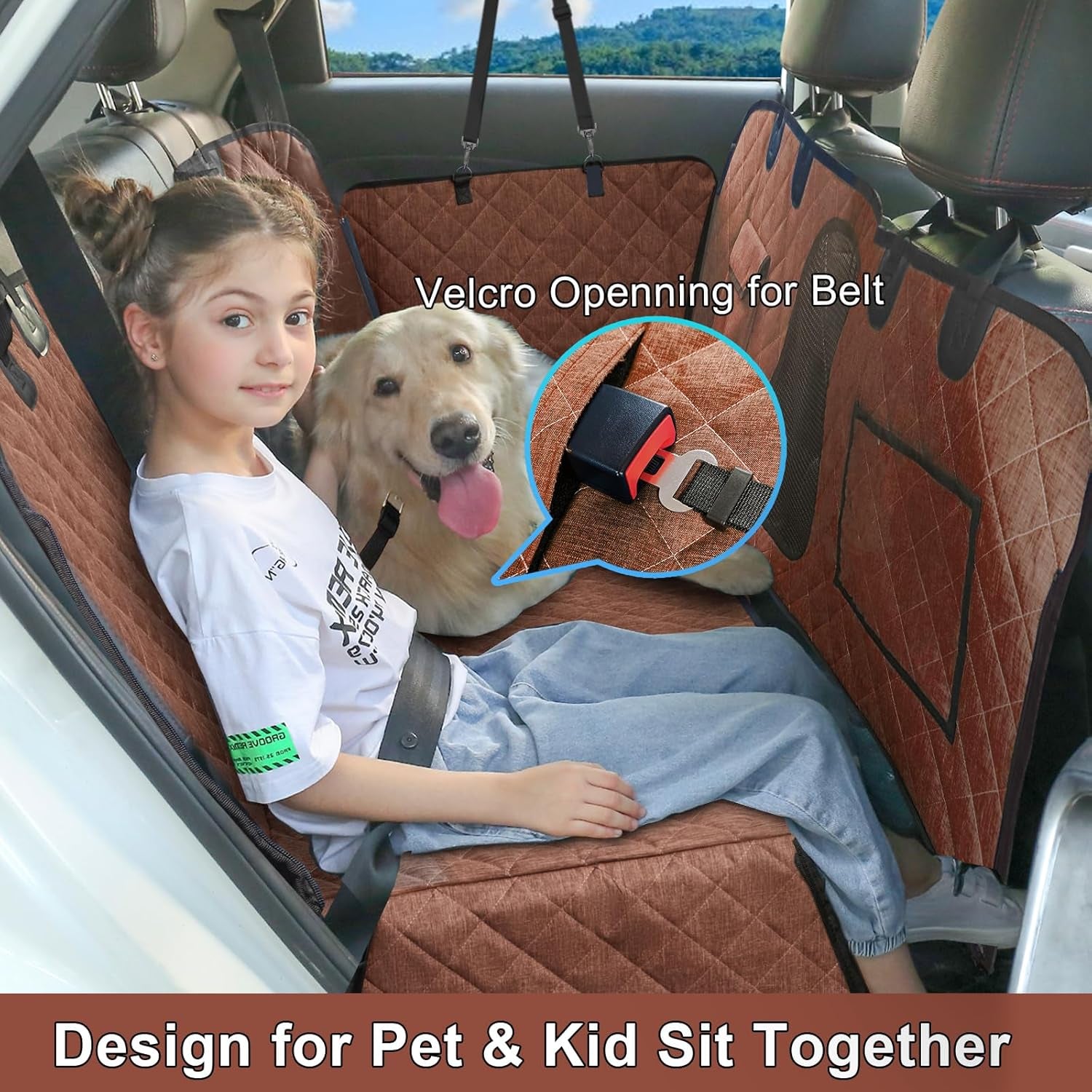 Car Dog Cover Back Seat - Car Hammock for Dogs Waterproof - Dog Car Seat Cover for Back Seat with Mesh Window Big Pocket for Car/Truck/Suv Nonslip Rubber Back Washable Luxury Material