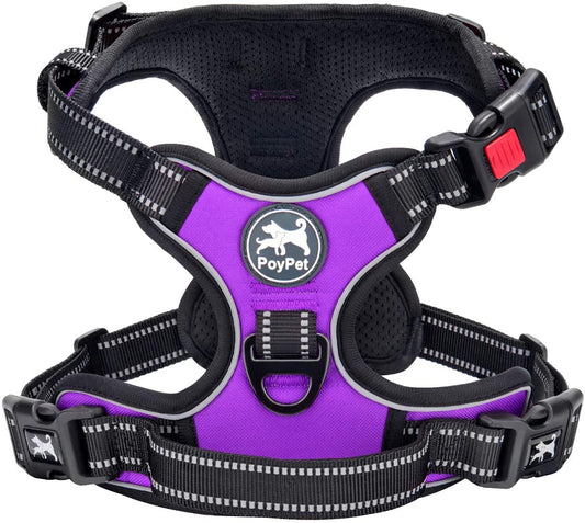 No Pull Dog Harness, No Choke Front Lead Dog Reflective Harness, Adjustable Soft Padded Pet Vest with Easy Control Handle for Small to Large Dogs