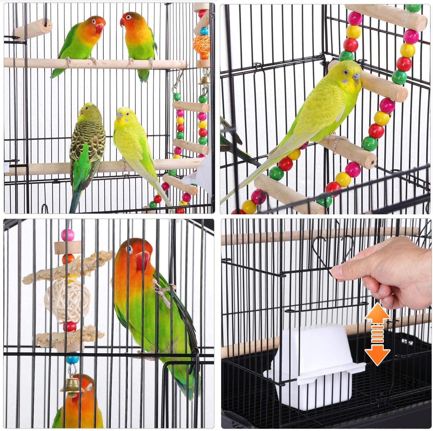 39-Inch Roof Top Large Flight Parrot Bird Cage for Small Quaker Parrot Cockatiel Sun Parakeet Green Cheek Conure Budgie Finch Lovebird Canary Pet Bird Cage W/Toys